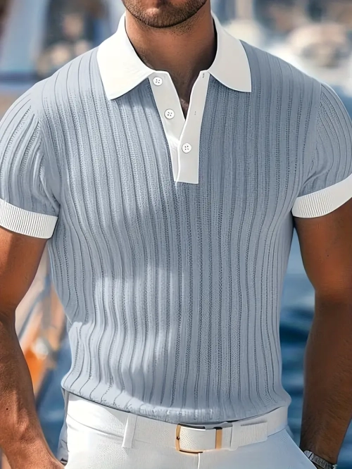 Dokulu Rİbana Polo Yaka