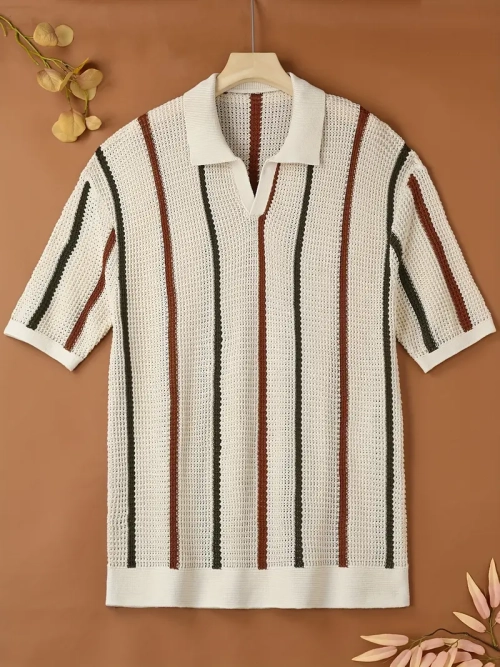 Erkek Nefes Alabilen Örgü T-Shirt